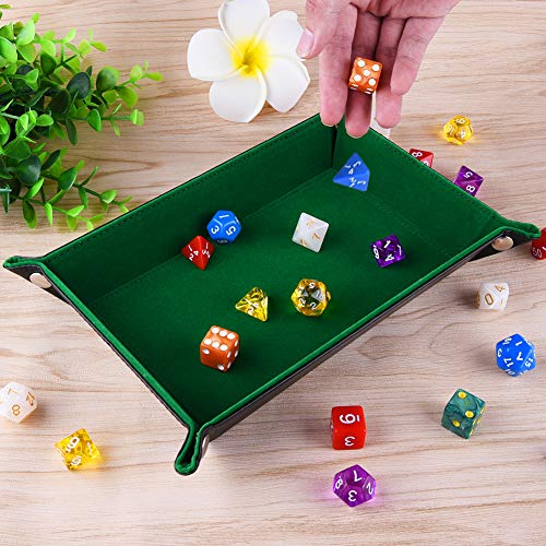 SIQUK Double Sided Dice Tray Folding Rectangle PU Leather and Dark Green Velvet Dice Holder by SIQUK - Image 6
