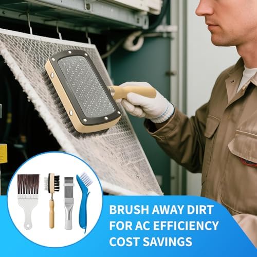 4Pcs AC Coil Cleaning Brush Set, Coil Cleaning Fin Brush for AC Unit, Air Conditioner Condenser Coil Cleaner, Evaporator Coil Cleaner, Fridge Cleaner Tool - 4