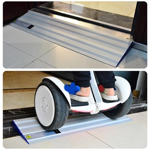Rampa de umbral de aluminio de 75 cm con textura antideslizante para silla de ruedas, scooter, bicicleta y acceso vehicular, fácil instalación miniatura 6