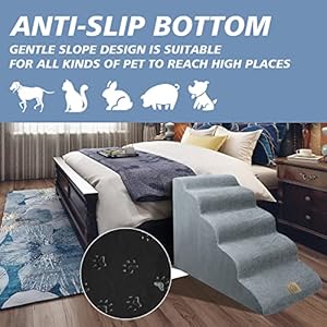 Dogs-Stairs-for-High-Bed-23in-Foam-Dog-Stairs-Steps-for-Large-Dogs-Large-Pet-Stairs-5-Steps-Dog-Ramp-to-High-Couch-Sofa-Bed-Indoor-with-Gentle-Slope-Nonslip-Bottom-Lint-Roller-Set-Gray - Cucciolini Doodles Dogs-Stairs-for-High-Bed-23in-Foam-Dog-Stairs-Steps-for-Large-Dogs-Large-Pet-Stairs-5-Steps-Dog-Ramp-to-High-Couch-Sofa-Bed-Indoor-with-Gentle-Slope-Nonslip-Bottom-Lint-Roller-Set-Gray