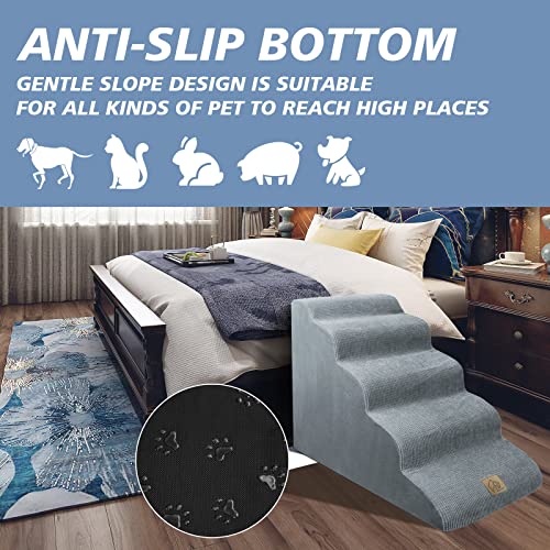 Dogs-Stairs-for-High-Bed-23in-Foam-Dog-Stairs-Steps-for-Large-Dogs-Large-Pet-Stairs-5-Steps-Dog-Ramp-to-High-Couch-Sofa-Bed-Indoor-with-Gentle-Slope-Nonslip-Bottom-Lint-Roller-Set-Gray - Cucciolini Doodles Dogs-Stairs-for-High-Bed-23in-Foam-Dog-Stairs-Steps-for-Large-Dogs-Large-Pet-Stairs-5-Steps-Dog-Ramp-to-High-Couch-Sofa-Bed-Indoor-with-Gentle-Slope-Nonslip-Bottom-Lint-Roller-Set-Gray