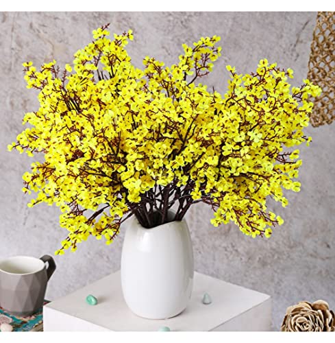 Image of SATYAM KRAFT 1 Bunch Artificial Babys Breath Gypsophila Flowers Bunch | Fabric Bouquet for Home Decor, Bouquets, Living Room & Festive Decor, Decoration Items (Without vase, Yellow)