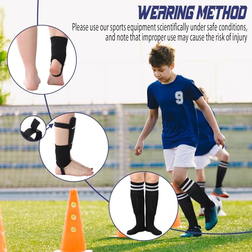 VercanMonth Soccer Shin Guards and Socks Kids Youth Lightweight Soccer Shin Pads Defender with Ankle Protection Ski Shin Guards Football Equipment for Age 4-14 Toddler Boys Girls Teens(Small,Black)