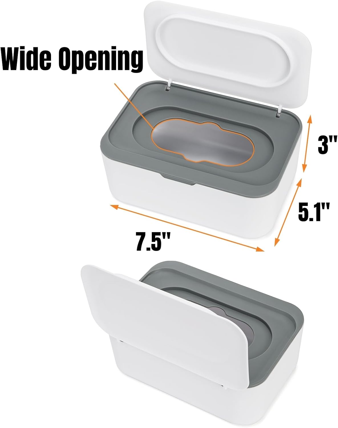 Hiceeden 6 Pcs Baby Wipes Dispenser, Easy Pull Wipe Holder with Concave Surface Lid, Non-slip Wipe Cases Containers with Sealing Design for Bathroom, Baby Nursery, Grey