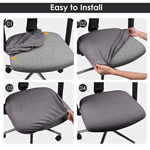 Yikko Elastic Stretch Spandex Chair Seat Covers Slipcovers Washable fit for Office Chairs,Dining Room Chairs,Bar Wedding Party Decor (2, Grey) - Image 6