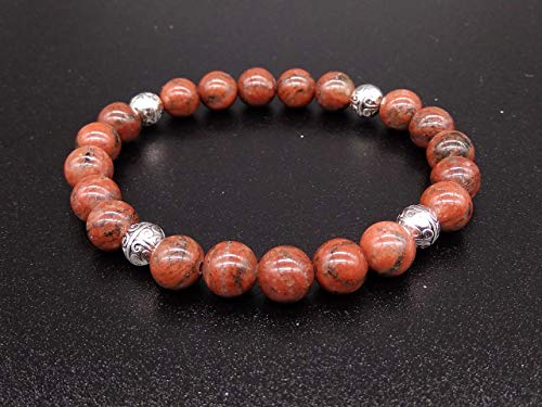 Bracciale Diaspro Rosso, elastico, sfere 12mm - Bracciali elastici a