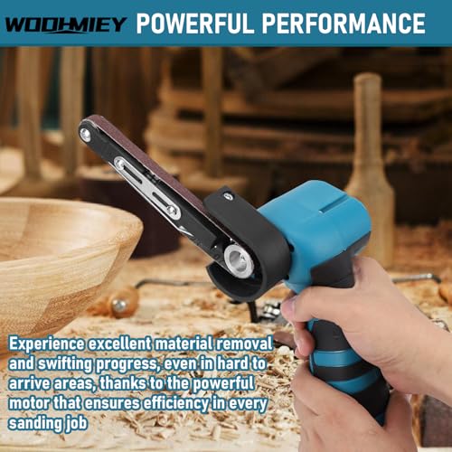 WODHMIEY Cordless Belt Sander 16.8V Electric File with 2 Batteries & 15 Sanding Belts 80–1000 Grits Adjustable Angle Powerful Motor, for Wood Metal DIY Furniture Car Parts Detail Grinding in Blow Case 7 WODHMIEY Cordless Belt Sander 16.8V Electric File with 2 Batteries & 15 Sanding Belts 80–1000 Grits Adjustable Angle Powerful Motor, for Wood Metal DIY Furniture Car Parts Detail Grinding in Blow Case - Image 7