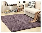 Weicher Flauschiger Kunstpelz Teppich,Waschbare Teppiche einfarbig für Schlafzimmer,Wohnzimmer, Esszimmer, Flur und Kinderzimmer grau Lila 60 * 120cm