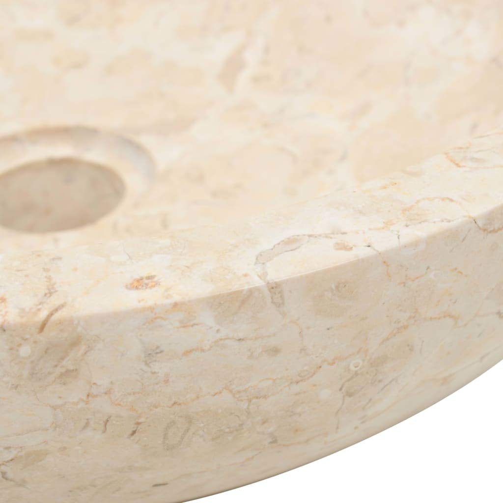 Festnight Lavabo Salle de Bain a Poser Vasque à Poser de Salle de Bain Évier en Marbre 40 x 12 cm Crème