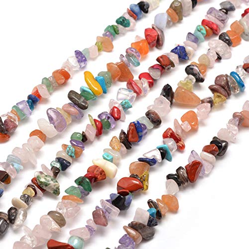 Cheriswelry Mixed Color Bead Chips Strand 5~8mm Tumbled Healing Reiki Crystals 31.5 Inches for Jewellery Gem Tree Bracelet Earring Making