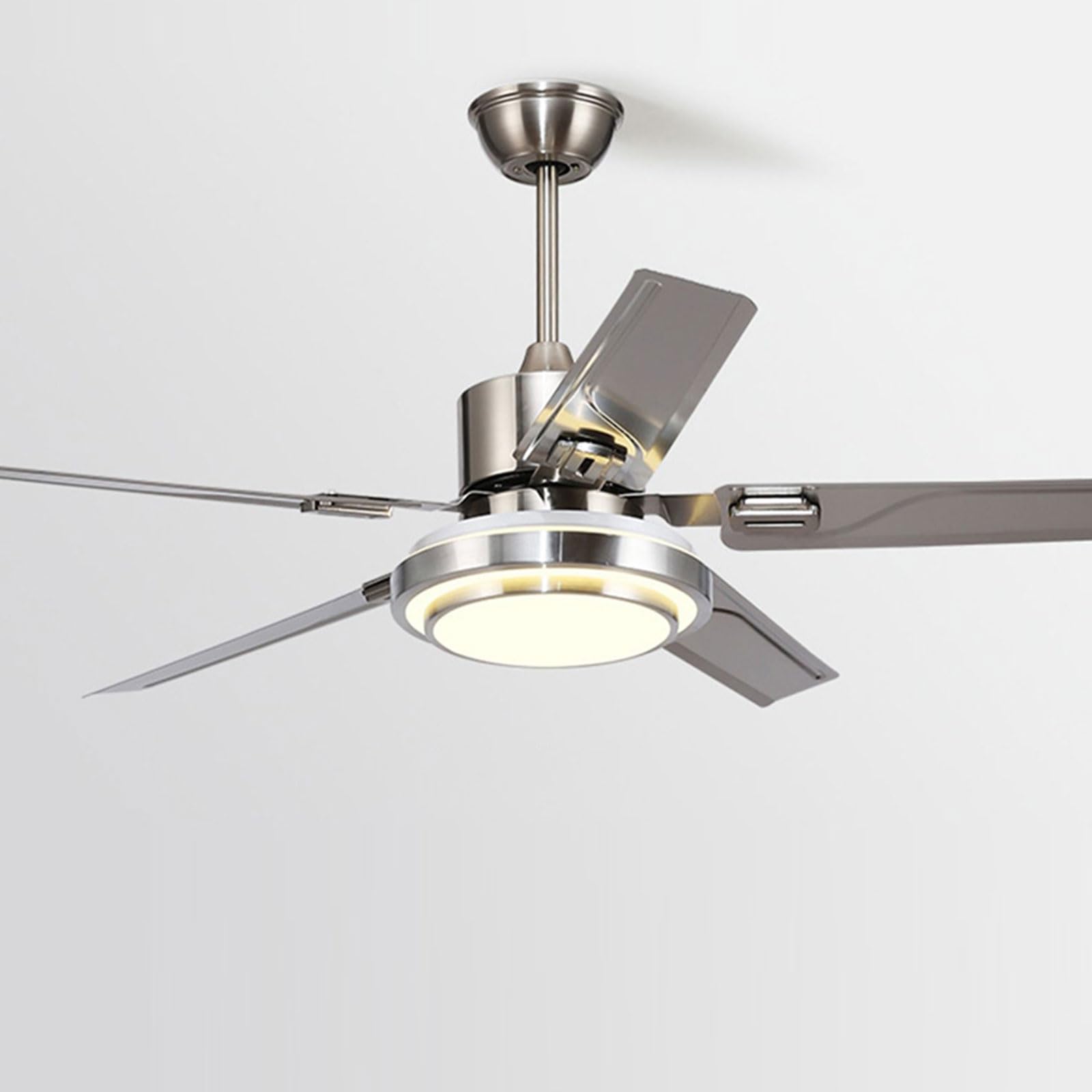 HXYSXHJUO Industrial Ceiling Fan with Light & Remote Control 5-speed Fixture 5 Stainless Steel Blades Quite Fans Or Kitchen Bedroom Living Room Patio Indoor