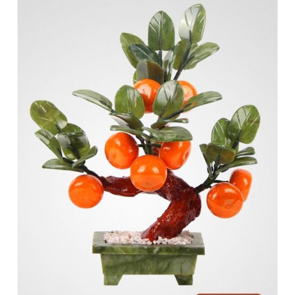 Bonsaï d'oranger en jade de 25,4 cm pour tradition chinoise