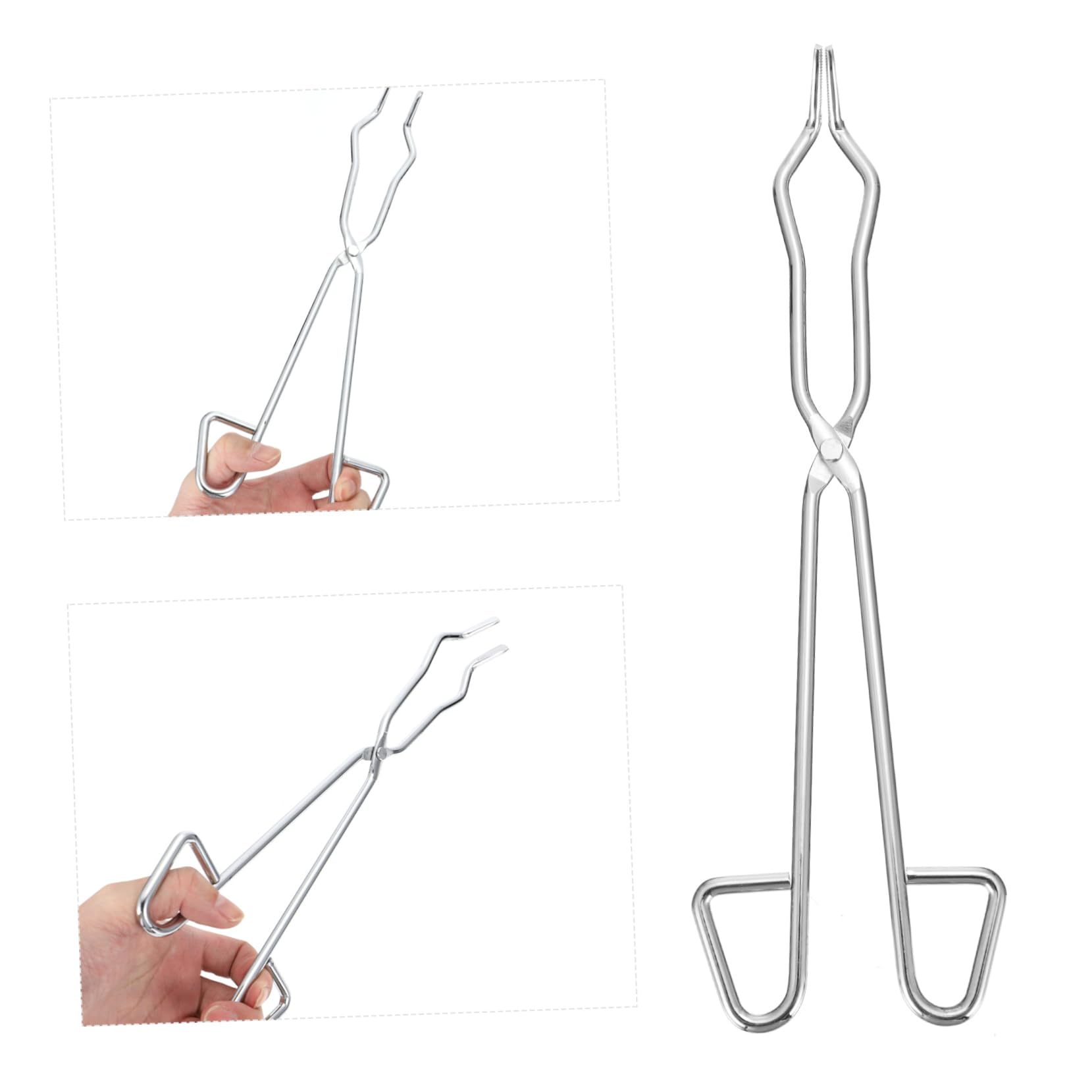 FUNOMOCYA 1pc Clip Beaker Clamp Chemistry Crucible Tongs Crucible Tongs Chemistry Professional Grade Crucible Kit Crucible Clamp Tools Lab Equipment Stainless Steel Crucible Clamp Silver