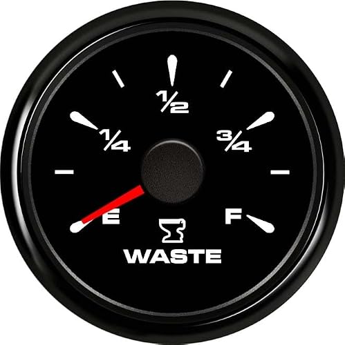 ELING 52mm (2'') Holding Tank Level Gauge 0-190ohm 240-33ohm Signal with 8 Colors Backlights for Limousine RV Vessels 12Volt 24V