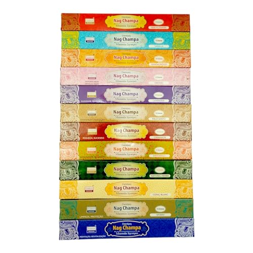 Kit Incenso Massala Darshan Nag Champa Series com 12 aromas