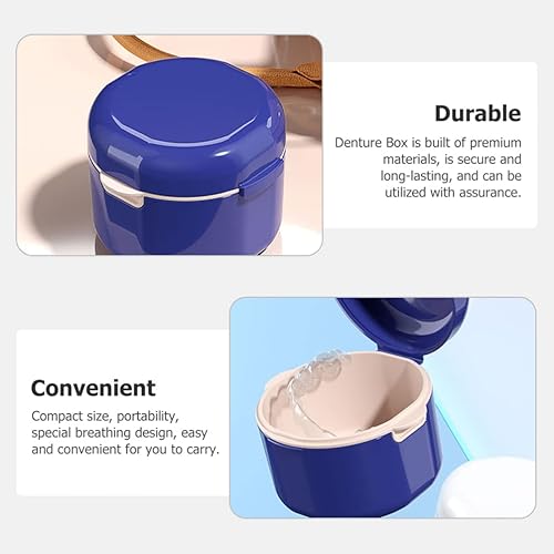 Miniatura 5 de Healvian Estuche de limpieza de contenedor de ortodoncia dental, 2 piezas, caja de baño para dentaduras postizas, soporte para tazas, estuche de