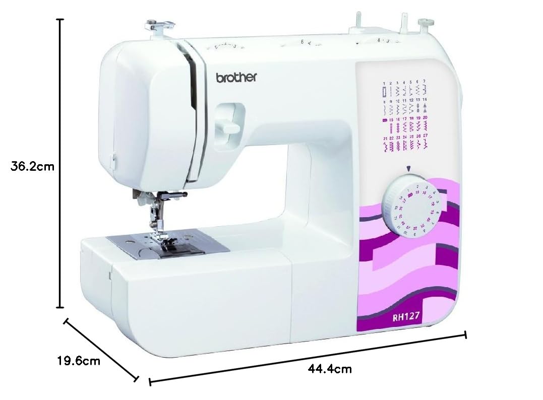 Brother RH127VP2 Hermano máquina de Coser de plástico/Aluminio Blanco/Rosa/Rojo 44.4 x 19.4 x 37 cm