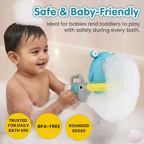 Image of Kidology Cartoon Shark Bath Bubble Toy for Toddlers | Bubble Blower with Water Play Accessories, Fun Baby Bathing Toy (Blue)