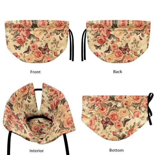 Image of Retro Butterfly Roses Dustproof Tea Pot Cozies Durable Tea Cosy Insulation and Keep Warm Kitchen Home Decorative Tea Pots Cover Both Sides Can Be Used