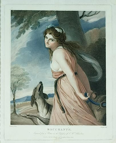 Cuadro en lienzo Bacchante de George Romney, mural decorativo para salón y regalo de 60x90cm