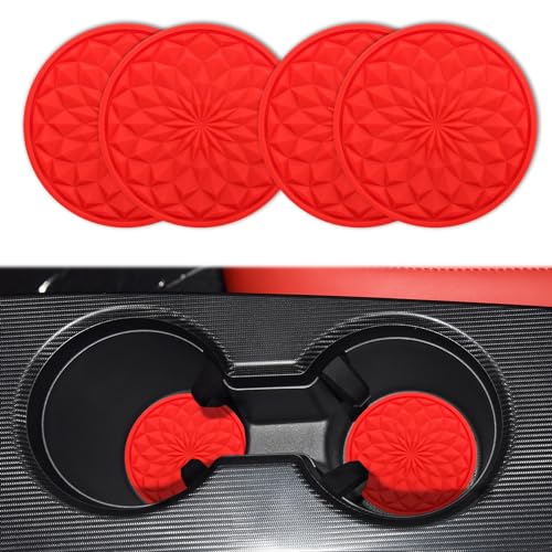 deemars 4PCS Montaña Rusa de la Copa de Coches, Montañas de Coches de Silicona de 2.75In, Cabeza de Arrastre Antidesliz, Accesorios Universales del Interior del Coche para la (Rojo)