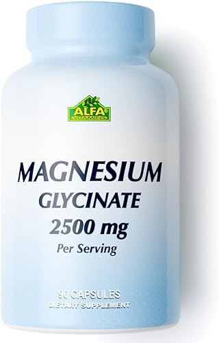 ALFA VITAMINS Glicinato de magnesio 250 mg, suplemento dietético sin gluten, apoya la función muscular y nerviosa, salud ósea, relajación y sueño,