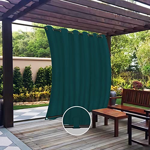 Image of Easy-Going Outdoor Curtains for Patio 1 Panel, 110x96 inch, Teal | Waterproof, Windproof, Weatherproof Privacy Outdoor Curtains for Cabanas Porches and Pergolas, Grommet Top and Tab Bottom