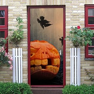 PSSR Autocollants de porte 3D Vinyle Porte murale Pelage et bâton Papier peint Dents feuillesAutocollants Portes intérieures Décoration intérieure 85x215cm