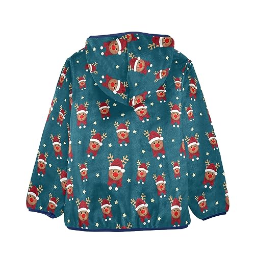 Cute Christmas Reindeer Boys Fleece Hoody Jacket Zip Up Coat Warm Fall Winter Plush Jacket Long Sleeve Outerwear2