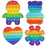 4 Stück Pop It Spielzeug, Bubble Sensory Fidget Toy, Fidget Toys Set, Antistress Spielzeug für Kinder und Erwachsene, Ideal für Reisen, Schule und Geschenke