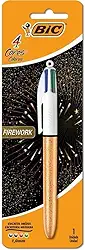 BIC, Caneta Ponta Média Retrátil, 4 Cores Firework, 1 Unidade