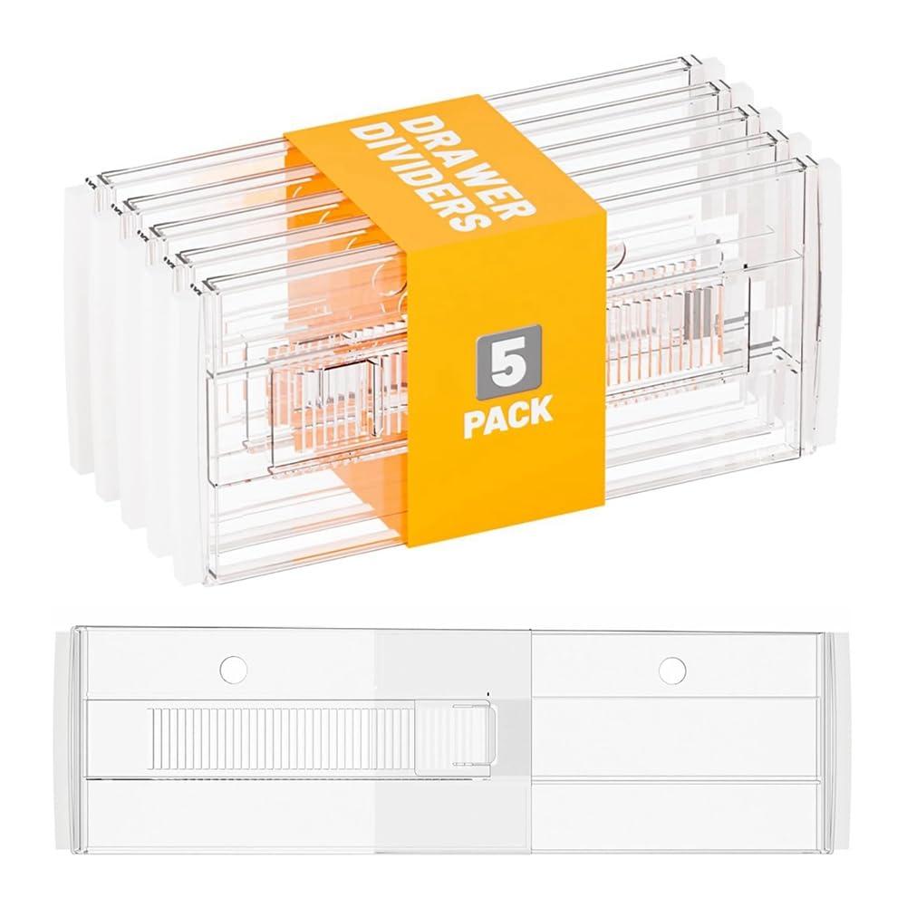 IJSDNVJNDX For Big for Big and Deep Drawer Organizer, 5 Pack Adjustable Drawer Divider 12.3"- 18" Expandable Dresser Storage Solution