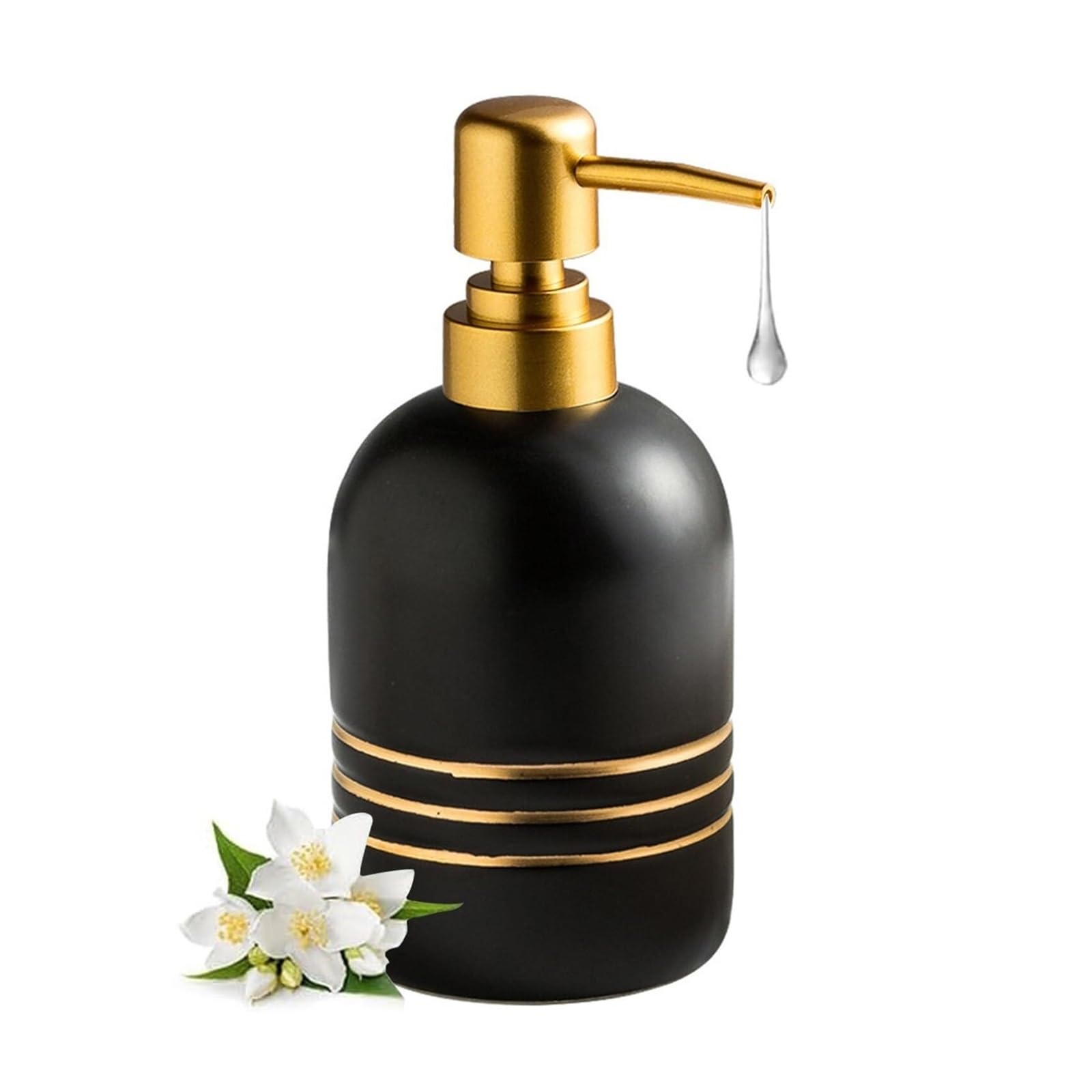 Soap Dispensing Ceramic Dispenser Dish For Kitchen Decoracion Para Cocina(Black)