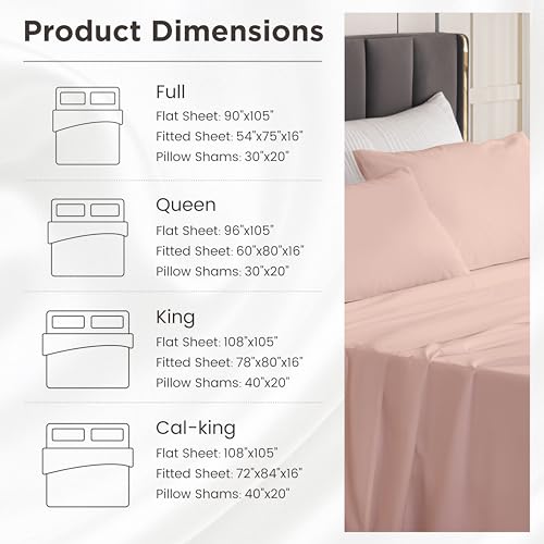 Image of Sophia & William Soft 100% Washed Cotton Sheet Set California King, Pink