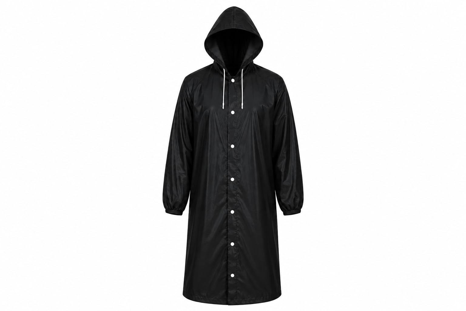 Unisex Black Transparent PVC Raincoat for Men & Women | Waterproof Hooded Long Rain Wear | Free Size | Lightweight Reusable Rain Coat with Button Closure & Elastic Sleeves-image-32