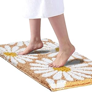Roseate Flower Super Soft (40x60 cm) Microfiber 2000 GSM Bath Mat Super Absorbent Anti Skid Mats for Bathroom/Bedroom/Kitchen/Door Mat/Floor Mat (Beige) Pack of 1