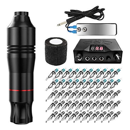 Wormhole Tattoo Pen Kit Tattoo Machine Kit Rotary Tattoo Machine 50Pcs Cartridges Needles