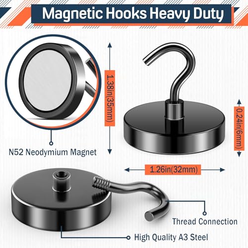 Image of FINDMAG Black Magnetic Hooks, 110LB+ Magnet Hooks for Fridge, 20 Pack