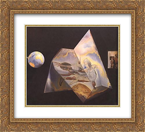 ArtDirect Salvador Dali 2X Matted 22x20 Gold Ornate Framed Art Print 'Polyhedron. Basketball Players Being Transformed into Angels (Assembling a Hologram - The Central Element)'