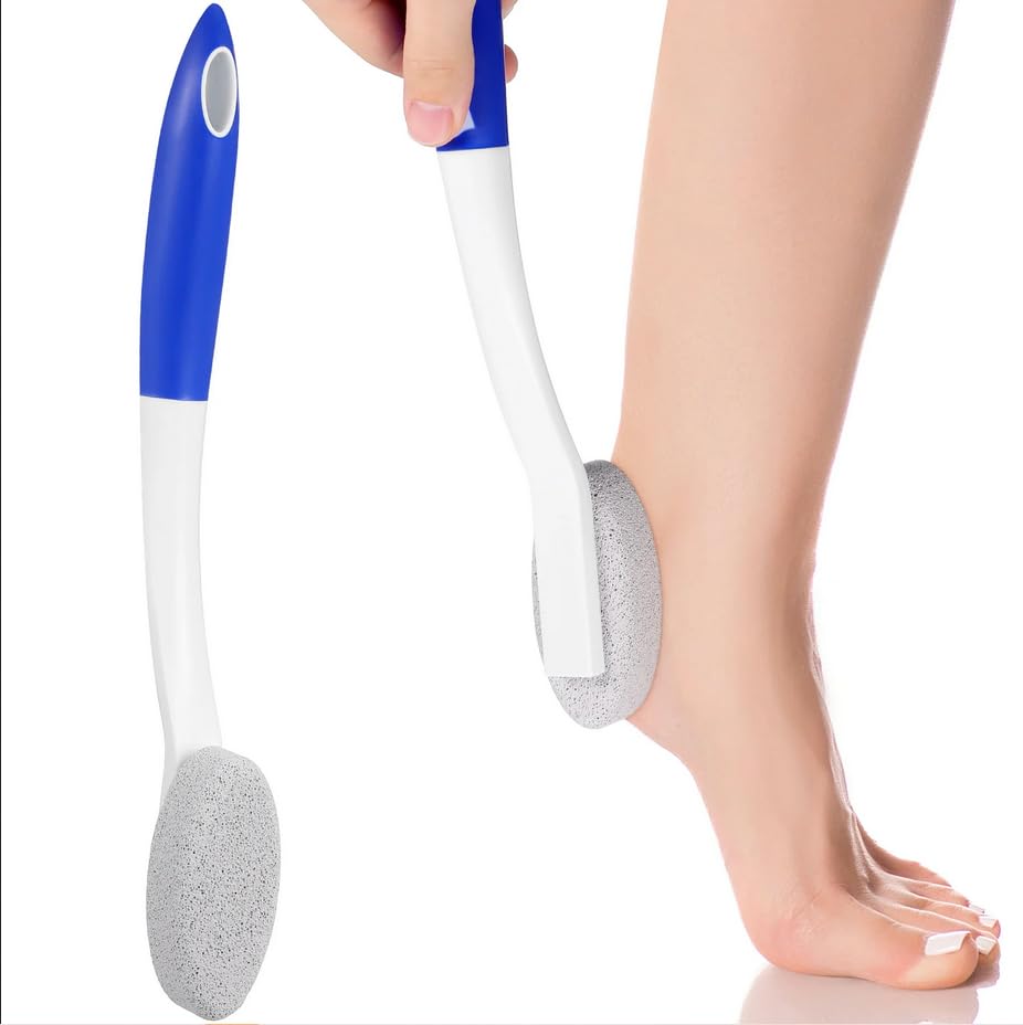 Cepillo de piedra pómez para pies, mango largo para eliminar la piel muerta, cepillo para pies cutin con limpiador de masaje de pies de piedra pómez para fregar