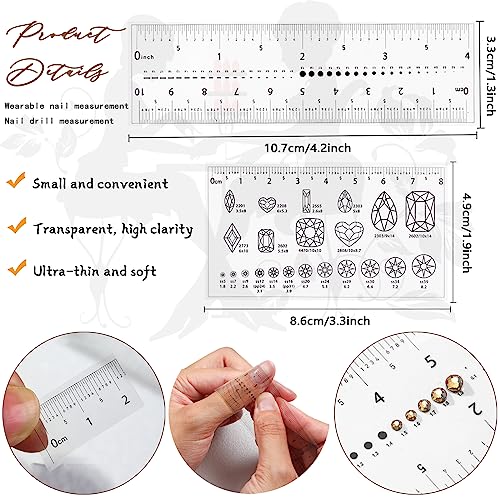 Regla flexible para medir uñas con pedrería 4 piezas miniatura 2
