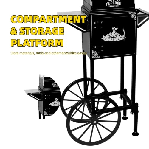 Image of Popcorn Machine with Cart, 10 Oz Kettle Makes Up to 3.5 Gallons, Vintage Popcorn Maker with Storage Cabinet & Scoop, Movie Theater Style Popper for Party, Black