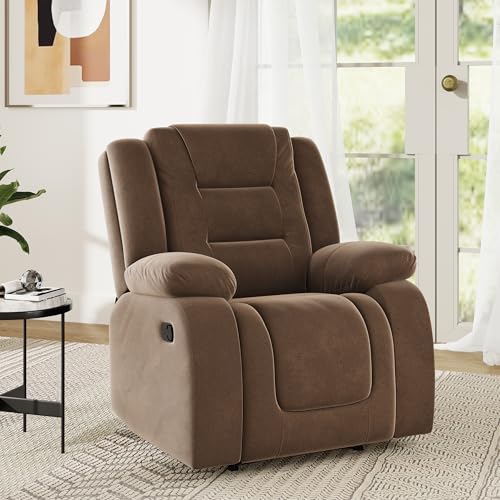 Image of Amazon Brand - Solimo Fraklin | Single Seater Sofa Recliner | Manual Recliner (Velvet Brown)