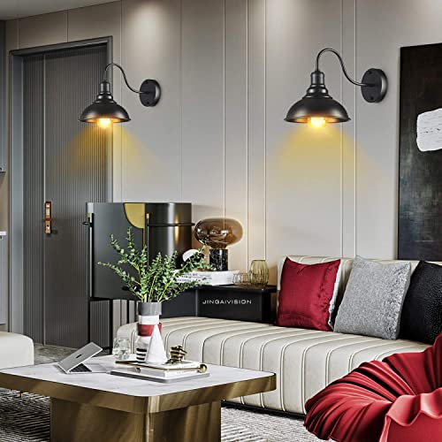 Asnxcju Farmhouse , Industrial Black, Gooseneck Wall Sconces Lighting, Wall Mount Lamp Fixtures For Barn Porch Bathroom Bedroom Living Room (2 Pack) #TOP5