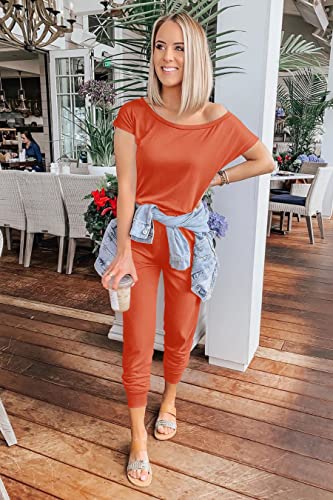 Image of PRETTYGARDEN Jumpsuits for Women Summer Off Shoulder Romper | Short Sleeve Drawstring Waist, Jogger Jumpers with Pockets, One Piece Spring Break Outfits, Vacation Travel Lounge Clothes