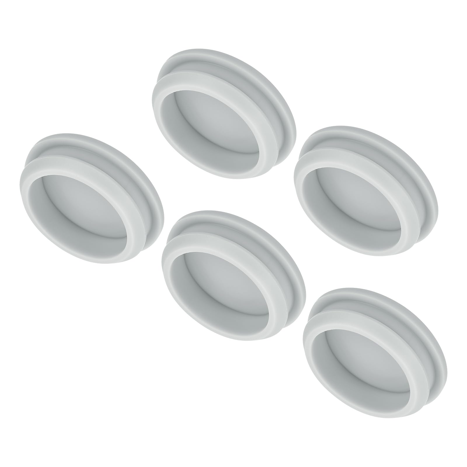 MECCANIXITY 5pcs Silicone Snap in Locking Hole Plugs,38.6mm/1.5 Inch Mounting Diameter Narrow Groove Width 5mm Panel Seal Cover Round for Kitchen Bulkheads Waterproof Sealing Plugs Grey