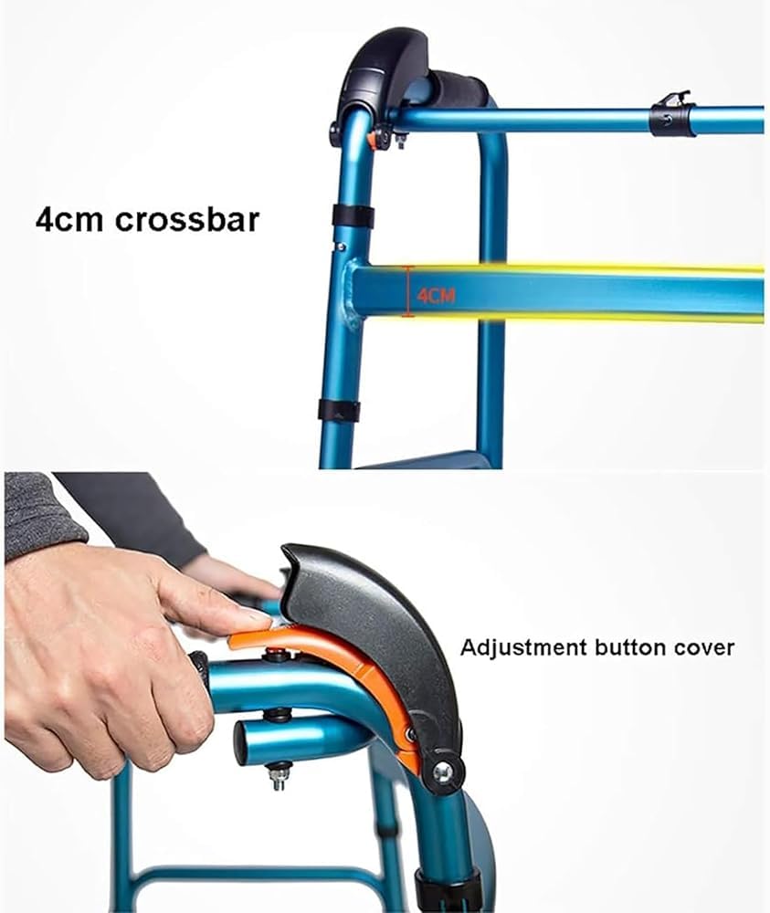 Standard Walker, Aluminium-Gehgestell, Zusammenklappbar, Leicht, Verstellbar Zum Treppensteigen – Mobilitätshilfe Für Senioren, Zusammenklappbares Und Tragbares Gehgestell
