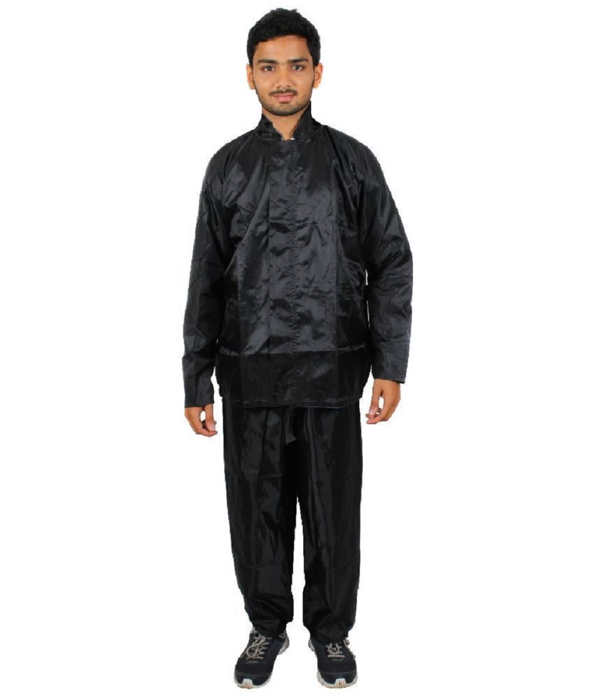 Neekshaa Men/Women Stylish Raincoat/Rainwear/Rainsuit/barsaati/Overcoat with Hoods and Side Pocket 100% Waterproof rain Suit for Men/Women_(Black)-image-16