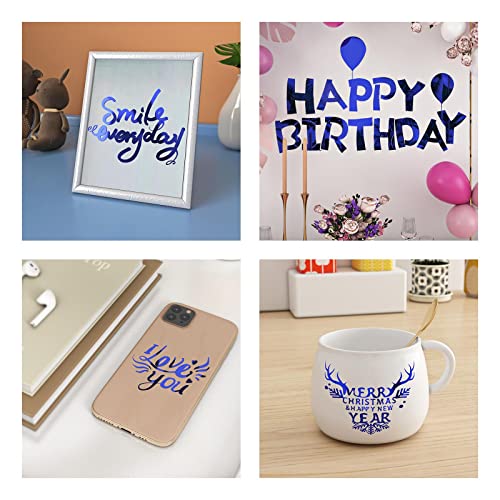 Funstick Mirror Royal Blue Permanent Vinyl Blue Vinyl For Cricut Blue Adhesive Vinyl Roll For Cricut Reflective Peel And Stick Blue Mirror Stickers For Crafts Wall Stickers Home Party Decor 12"X78.8" #TOP3