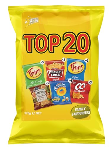 SBA Top 20 Variety Multipack Chips 375 g (Pack of 20)